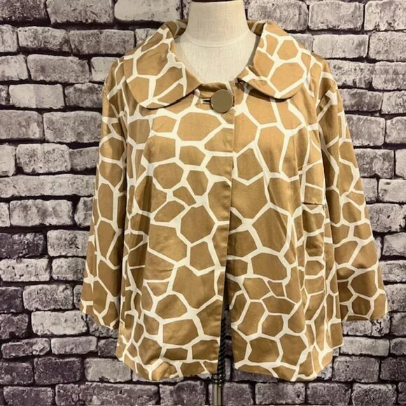 Sandro NWT Beige & White 3/4 Sleeve Jacket Size 2X - Picture 1 of 10